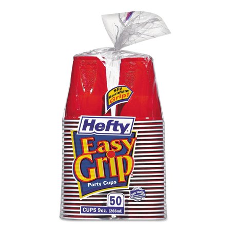Hefty Easy Grip Disposable Plastic Party Cups, 9 oz, Red, PK600 PAC C20950